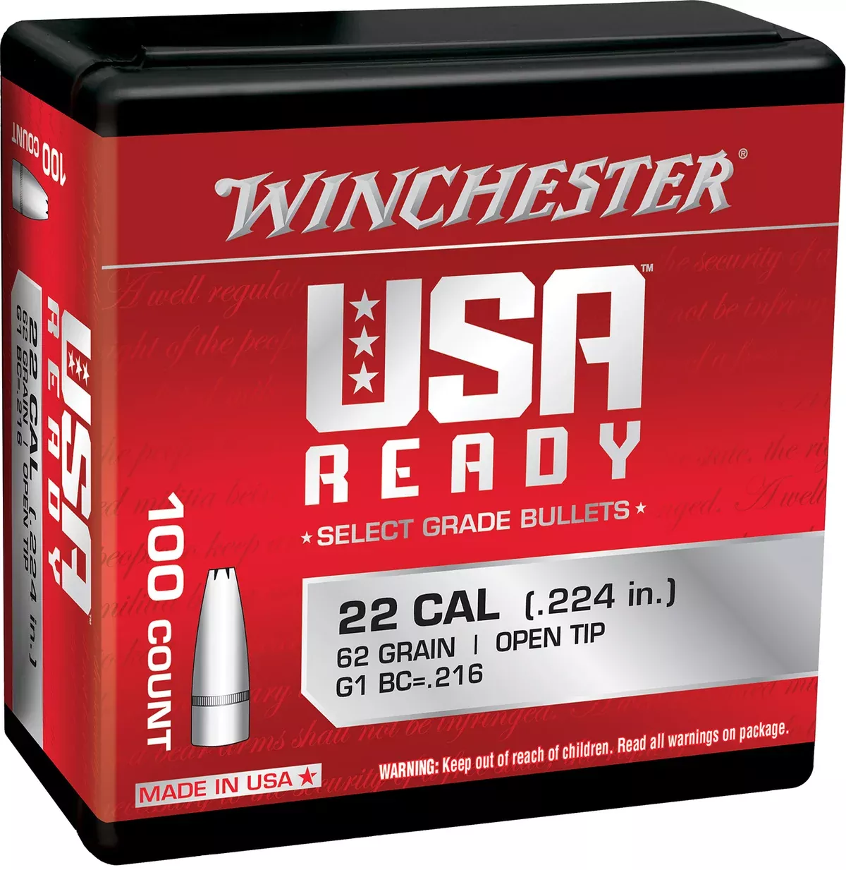 Winchester Ammo WBR22462 Centerfire Rifle224Valkyrie 62gr Open Tip 100 Per Box/10 Case