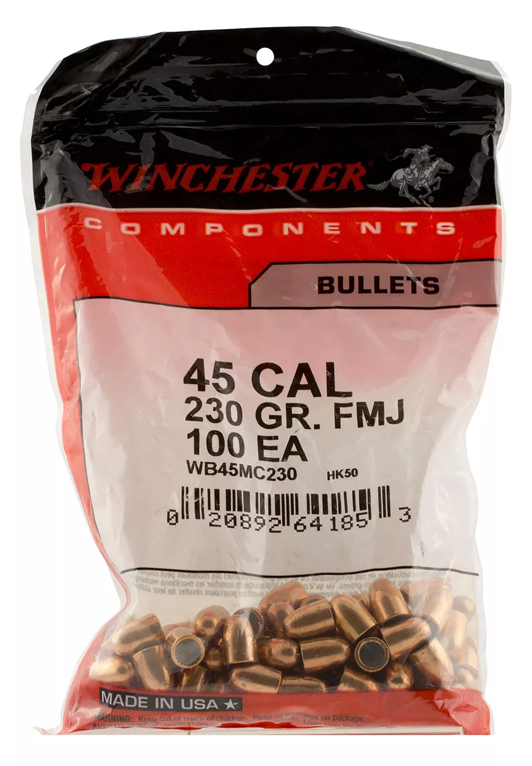 Winchester Ammo WBR45230 Centerfire Handgun45Cal 230gr Full Metal Jacket Truncated Cone 500 Per Box/3 Case