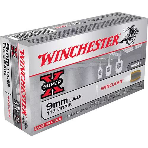 Winchester Ammo WC91 Super X9mmLuger 115gr Winclean Brass Enclosed Base 50 Per Box/10 Case