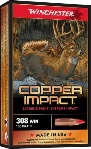 Winchester Ammo X308CLF Copper Impact308Win 150gr Copper Extreme Point Lead Free 20 Per Box/10 Case