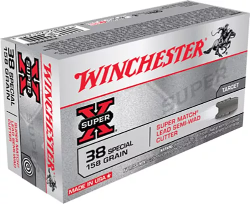 Winchester Ammo X38WCPSV Super X38Special 158gr Super Match Lead Semi Wadcutter 50 Per Box/10 Case