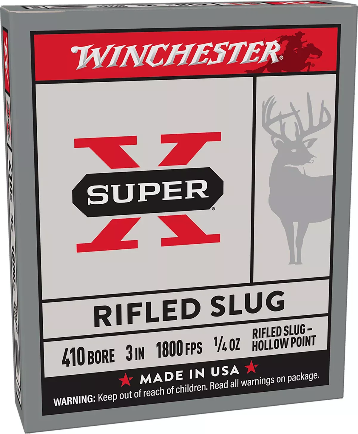 Winchester Ammo X413RS5 Super X410Gauge 3" 1/4oz Rifled Slug Shot 5 Per Box/50 Case