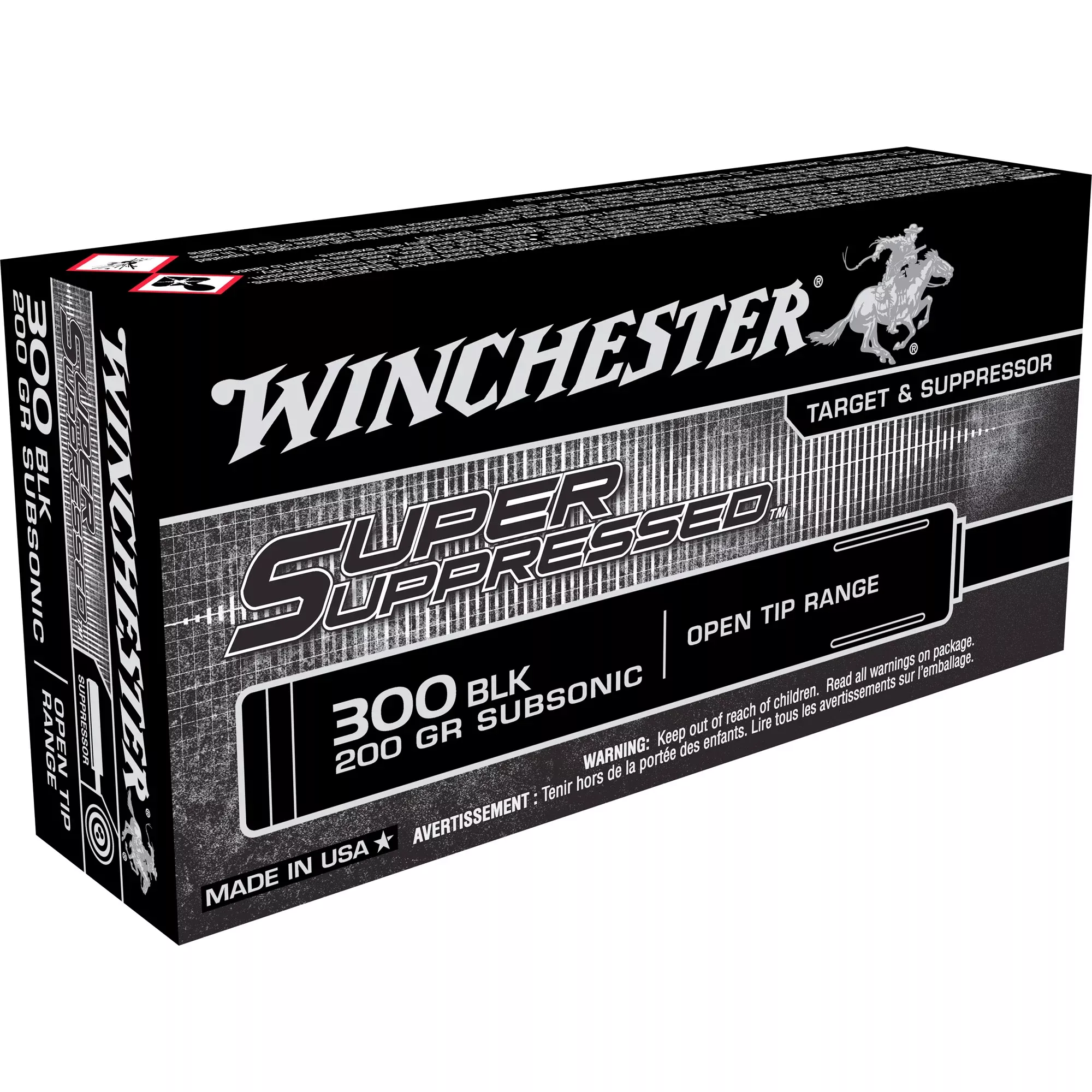 Winchester Ammunition Super Suppressed 300 Blackout 200gr Open Tip Range Subsonic Ammo SUP300BLKM