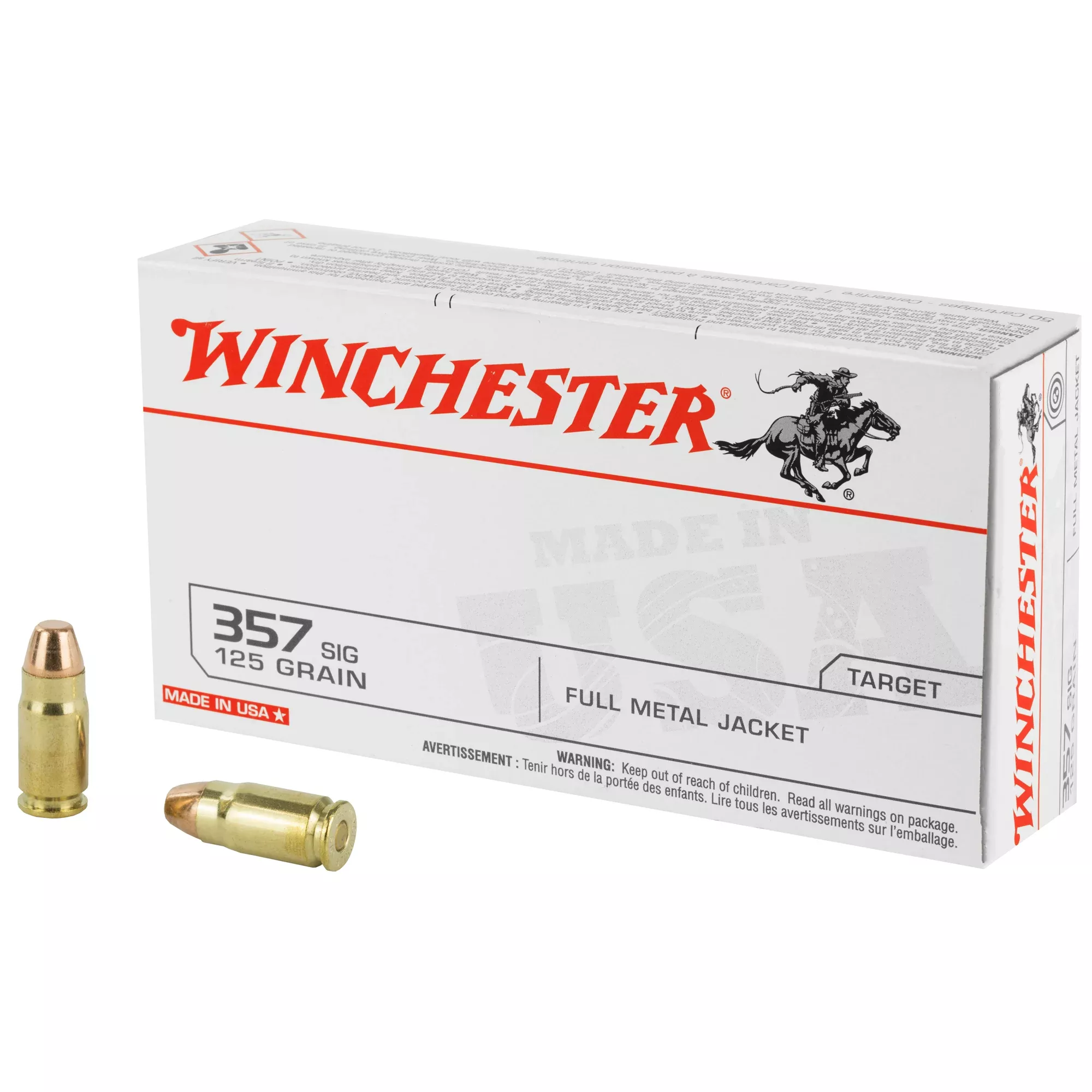 Winchester Ammunition USA White Box .357 SIG 125gr FMJ Target Ammo 50-Round Box Q4309