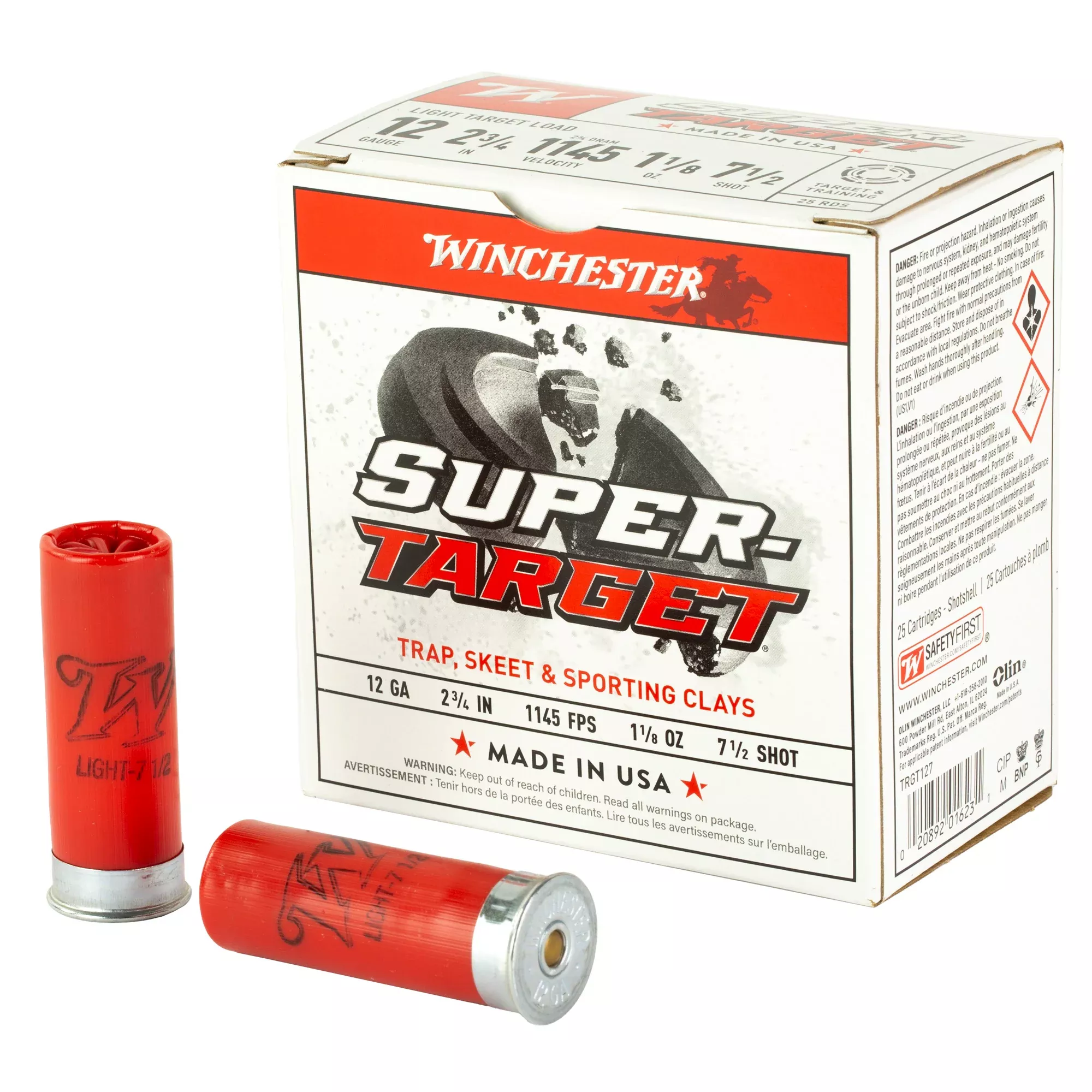Winchester Super-Target 12 Gauge 2.75in 1-1/8oz #7.5 Lead Target Shotshells TRGT127