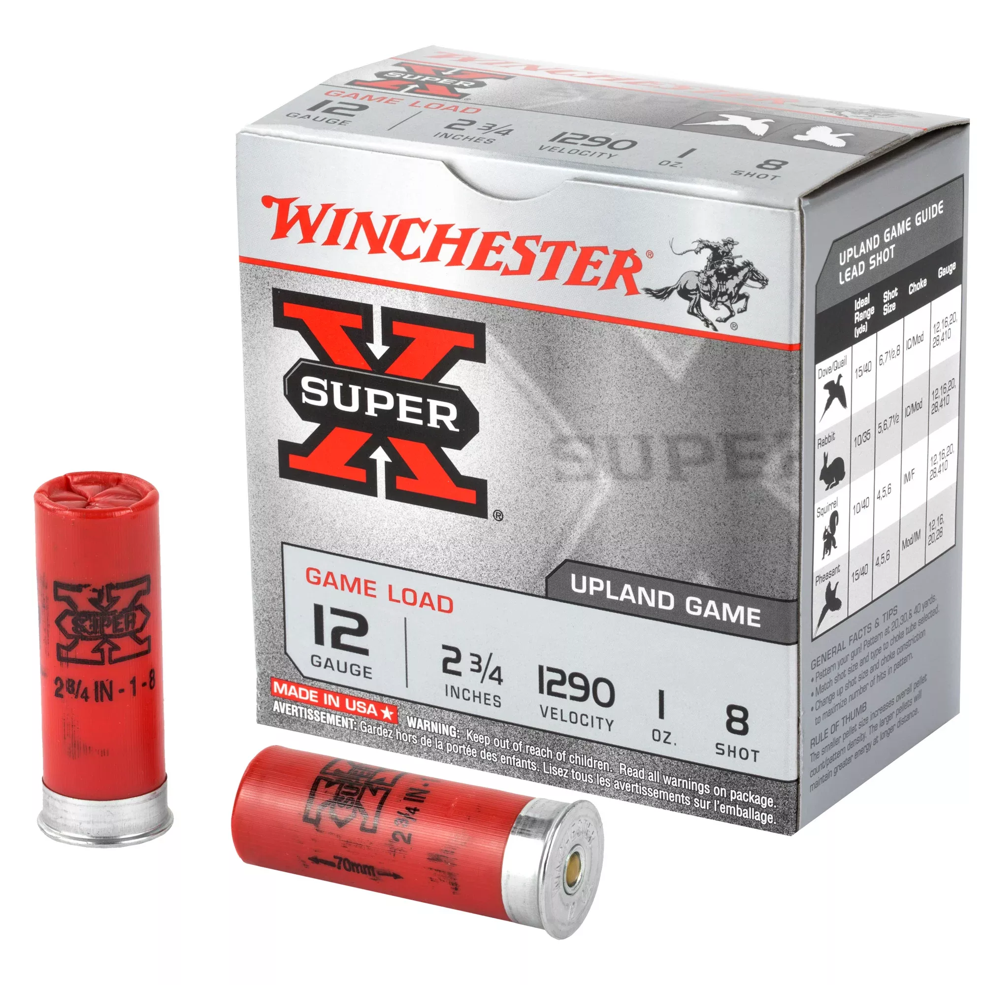Winchester Super-X 12 Gauge 2-3/4 in #8 Shot 25-Round Game Load XU128B