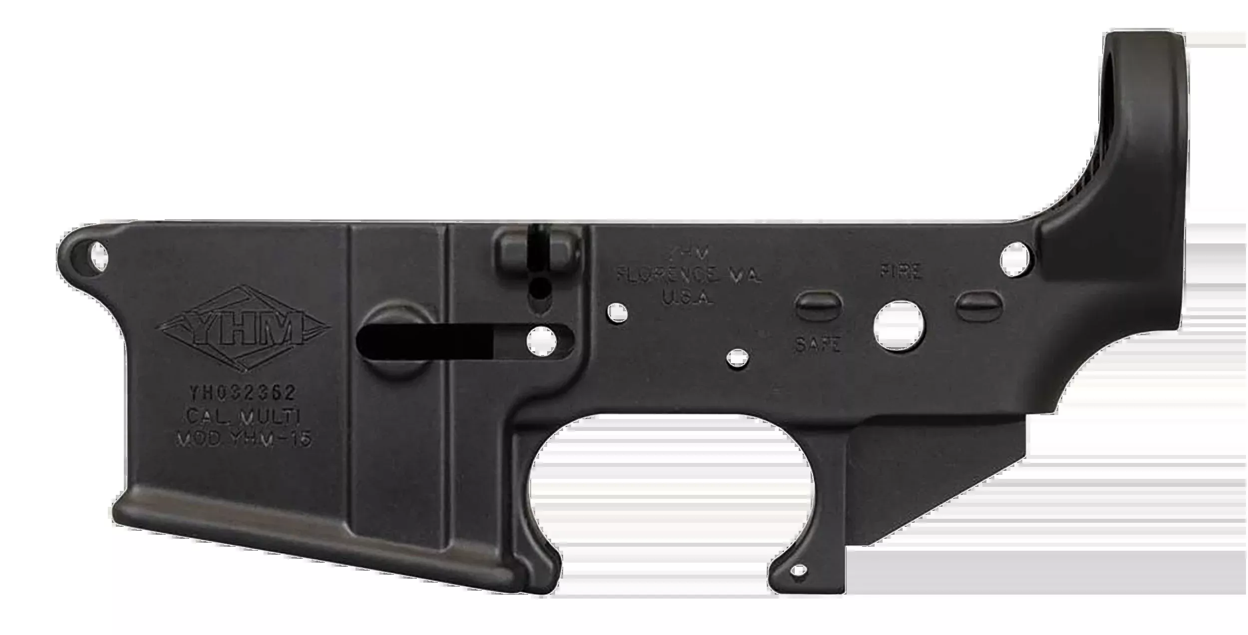 Yankee Hill AR-15 Stripped Lower Receiver, Forged 7075-T6 Hardcoat Anodized Black 125