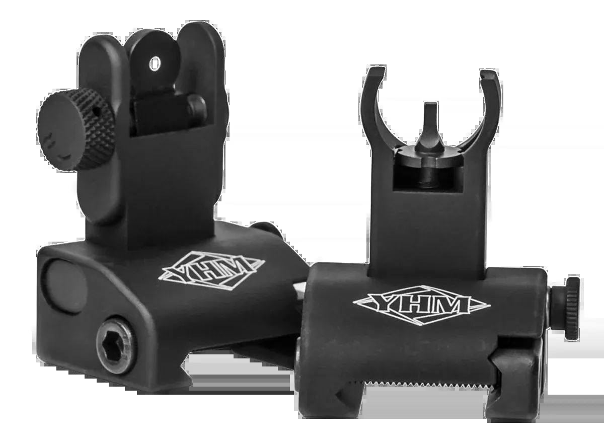Yankee Hill Quick Deploy Folding Sight Set for AR Platform, Hooded Stem, Hardcoat Anodized 5040H