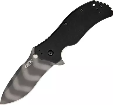 Zero Tolerance Model 0350TS Assisted Liner Lock Flipper Knife - 3.25" CPM S30V Tiger Stripe Plain Blade, Black G10 Handles